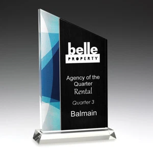 BLUE VIVID PEAK ACRYLIC TROPHY AWARD CORPORATE FREE ENGRAVING PERSONALISED 225MM - Imagen 1 de 1