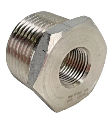 Hex Bushing 1" x 3/8" Class 3000 lb. Forged 316/316L Stainless Steel (Lot of 5) - Image 1 of 4