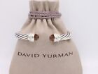 David Yurman Silver 7mm Crossover Cable Bracelet Morganite w/ Diamonds Medium