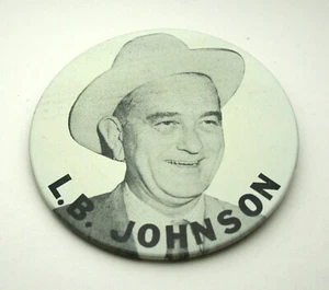 Seltene LBJ Johnson Blech Litho Präsidentschaftswahl politisch 3" Button Pin Neu aus altem Lagerbestand neu - Bild 1 von 4