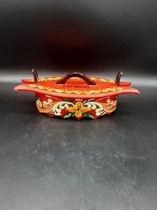 Norwegian Folkart green bentwood box - Picture 1 of 7