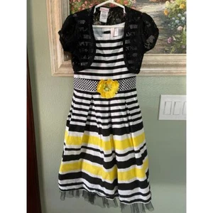 Youngland kids White Black  Yellow Girls Sleeveless Dress and Top Size 6  Used - Picture 1 of 6