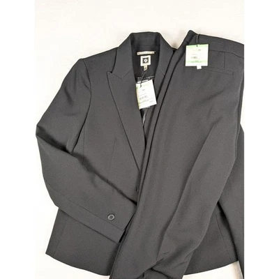 NUEVO CON ETIQUETAS $240 Anne Klein Negro Mezcla de Lana Blazer Pantalones Traje US 8 Colección Ejecutiva Foto 1 de 4