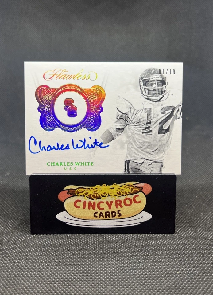 2018 Panini Flawless Collegiate #TLS-CW Charles White Team Logo Auto Gold /10 - Image 1 of 2