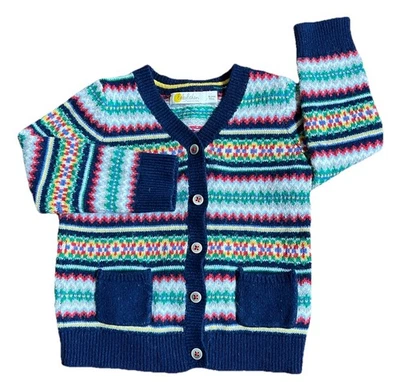 Cárdigan Suéter Baby Boden Cuello en V Isla Justa Bolsillos Azul Talla 18-24 M Foto 1 de 4