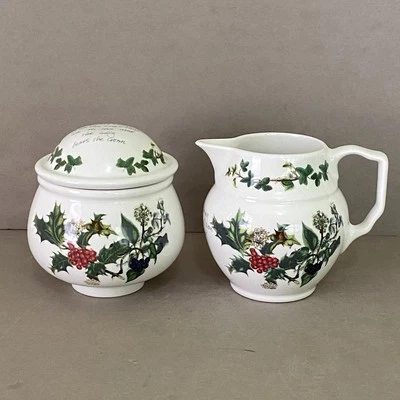 Portmeirion The Holly & The Ivy Covered Sugar & Creamer - Made in Britain ~ Xmas - Image 1 of 4