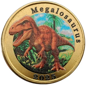 ADONARA ISLAND - INDONESIA 7 DOLLARS 2025 DINOSAUR MEGALOSAURUS COLORED UNC - Picture 1 of 2