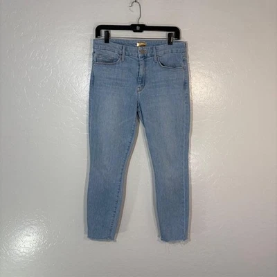 Pantalones de mezclilla madre para mujer 30 azul looker tobillo fragmentado dobladillo crudo ajustados hechos en EE. UU. Foto 1 de 4