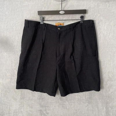 Haband Gold Coast Mens Chino Shorts Solid Black 42 Polyester Button Pockets - Image 1 of 4