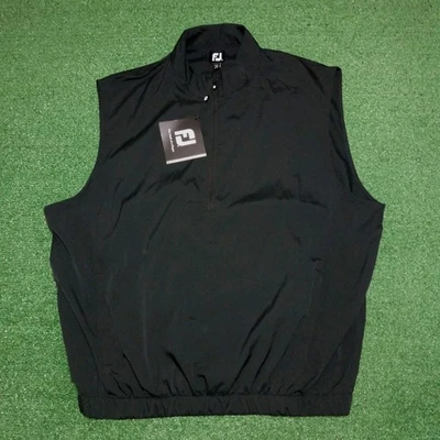 NEW Footjoy Performance Windshirt 1/2 Zip Vest NWT Sleeveless 1/4 Black Mens XL - Image 1 of 4