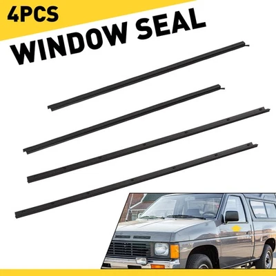 4x Vedação de Borracha para Cinto de Porta Frontal Weatherstrip Para 86-97 Nissan Hardbody Navara D21 - Imagem 1 de 4