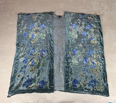 Poncho plumero frente abierto verde azul tórrido talla 1/2 estampado floral de terciopelo quemado Foto 1 de 4