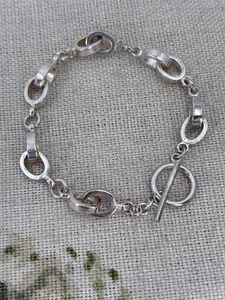 Pulsera AZENDI PLATA ESTERLINA 925 doble círculo eslabón cadena - Imagen 1 de 7