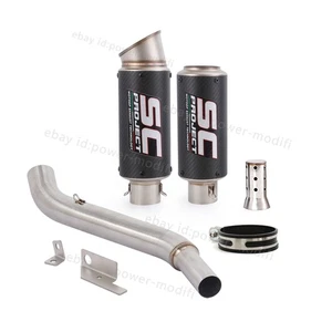 For Bajaj Pulsar 200 NS200 2015-2024 Slip On Carbon Exhaust Mufflers Mid Pipe - Picture 1 of 12