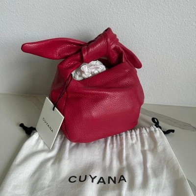 New Cuyana Mini Bow Bag Raspberry, Pebbled, Gold - Image 1 of 4