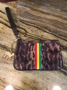 L.A.M.B. LeSportsac Leopard Rasta Clutch Wristlet Makeup Purse Bag Gwen Stefani - Picture 1 of 3
