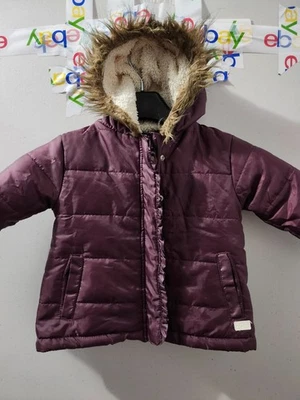 Chaqueta 7 for all Mankind Niñas 24 Meses Roja Cremallera Puffer Imitación Piel Sudadera con Capucha Exterior Foto 1 de 4