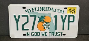 Florida License Plate Y27 1YP Double Oranges IN GOD WE TRUST - Picture 1 of 2