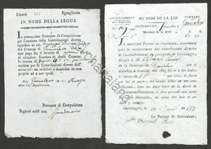 Periodo Napoleonico Lotto 2 notifiche pagamento tasse Gamalero (AL) 1803 / 1804 - Picture 1 of 1