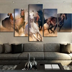 Galloping Horses Running Horse Animal Canvas Prints Painting Wall Art Decor 5PCS - Picture 1 of 3