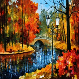 Tela stampata arte da parete a colori Leonid Afremov allungata su una solida cornice in pino - Foto 1 di 3