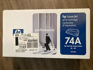 Cartuccia di stampa microfibra nera originale HP LaserJet 74A NUOVA 92274A 4L 4P - Foto 1 di 6