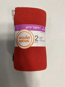 wonder nation girls tights red black 2 pairs size small 4 6  - Picture 1 of 7