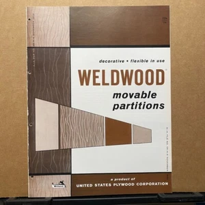 Vtg United States Plywood Brochure ~ Weldrock - Movable Partition - Catalog 1959 - Foto 1 di 4