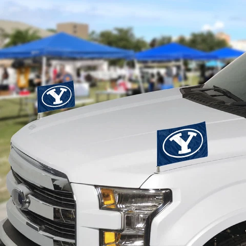 NCAA - BYU Cougars Ambassador Car Flags - 2 Pack Mini Auto Flags, 4in X 6in Cover