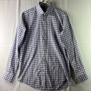 Charles Tyrwhitt Mens Dress Shirt Spread Collar Extra Slim Blue L/S Size 15