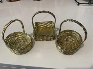 Vintage goldene Metallkörbe Wohndeko Akzent Display - Bild 1 von 8