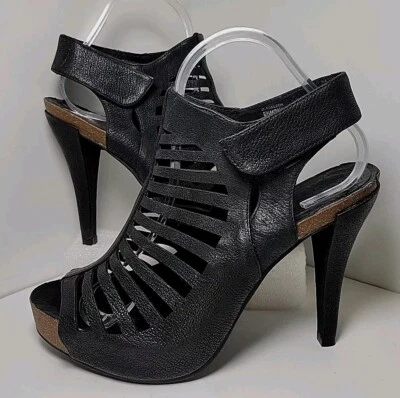 Sandalias de tacón Vince Camuto talla 9,5 M para mujer Poseidón de cuero negro Foto 1 de 4