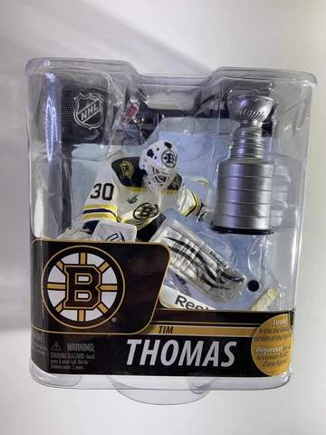 Tim Thomas in White Jersey with Cup Boston Bruins NHL McFarlane Series 29 Figure Cover