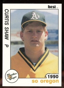 1990 Best Cards Southern Oregon A's CURTIS SHAW RC ATHLETICS A'S UNIV OF KANSAS