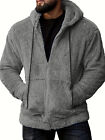 Mens Coat Zip Up Hooded Hoodie Fleece Fur Warm Jacket Winter Casual Outwear Top