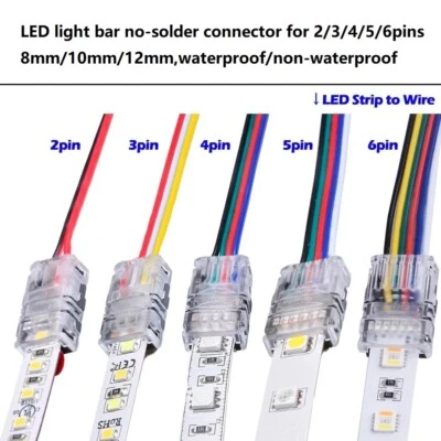5Pcs 2-6 Pin Wire to Strip Hippo Clips Connector for LED Strip Unsoldered Snap - Image 1 of 4