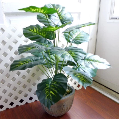 20" Artificial Plant Yellow Green Fake Bush Palm Small Tree (8" x 6" each leaf ) - Image 1 of 4