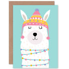 Llama Cute Christmas Illustration Card With Envelope