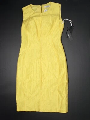 Nuevo con etiquetas 2009 Vestido Versace Mujer 8 Amarillo Cocodrilo Jacquard Funda Cremallera Espalda Italia 42 EU Foto 1 de 4