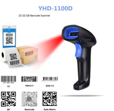 QR Code lesegerät, 1D/2D/QR Code Scanner Kabelgebunden USB Barcodescanner für PC - Bild 1 von 4