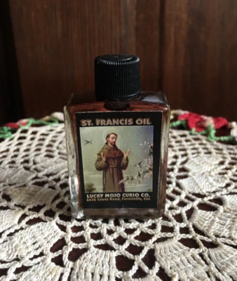 Aceite de unción Lucky Mojo San Francisco de Asís 1/2 oz. Botella de vidrio EE. UU. Foto 1 de 3