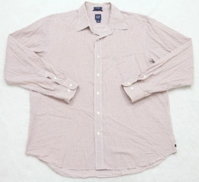 Camisa de Vestir Gap Marrón Blanco Bolsillo Grande Manga Larga Algodón Calce Clásico 1-799 Foto 1 de 4