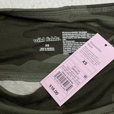 Leggings suaves Wild Fable para mujer longitud completa verde camuflaje tiro alto cintura ancha  Foto 1 de 4