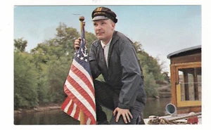 Wisconsin Dells Capitano Tom pilota di barca autografo su retro cartolina cartolina d'epoca - Foto 1 di 2