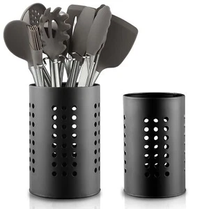 Stainless Cutlery Holder Black 2 PCS Farmhouse Kitchen Counter Organizer - Picture 1 of 7