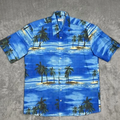 Camisa Hawaiana Abotonada De Colección Georg Roth Alemania Para Hombres Grande 41/42 Playa Palmeras Foto 1 de 4