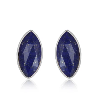 Aretes de plata fina de ley con piedras preciosas de lapislázuli natural joyería Foto 1 de 3