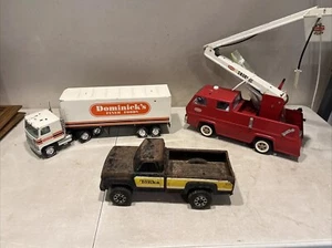 Lot Of 3 Vintage 1/8 Scale Pressed Steel Trucks Pick Up Tonka Nylint Tractor Tra - Picture 1 of 24