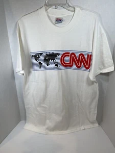 Vintage CNN Station Logo Kurzarm LT-Shirt weiß Dead Stock hat Gebrauchsspuren LESEN L - Bild 1 von 12