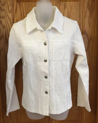 Blazer Kaktus Mujer Blanco Texturizado Geométrico Talla L Botones Bolsillos Manga Larga Foto 1 de 3